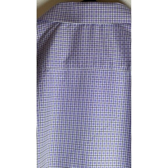 Pronto Uoma Trade‎ Mark Men's XL Purple and White Check Non Iron Button Up Shirt - Picture 4 of 9
